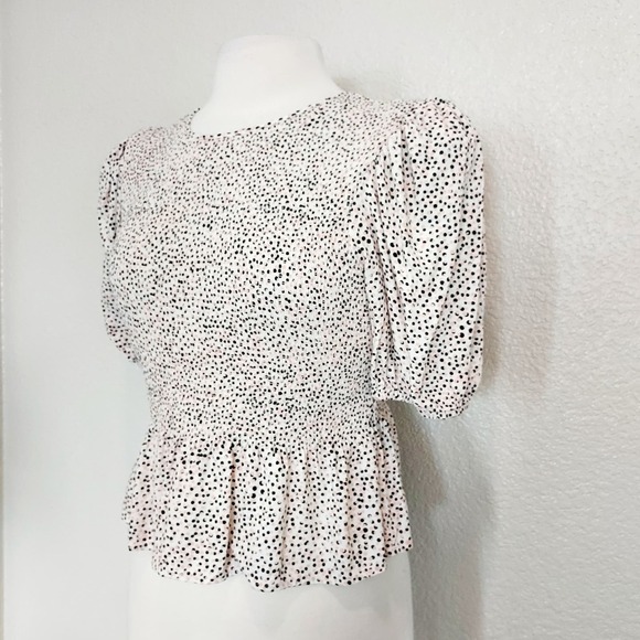 Express Pink & Black Polka Dot Blouse Size M - Picture 5 of 12